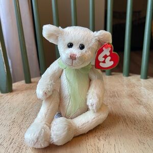 TY Beanie Baby Cream Bear with Green Ribbon— Harper